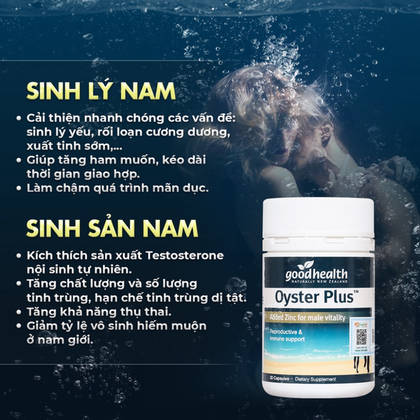 Goodhealth Tinh Chất Hàu Tăng Chất Lượng Tinh Trùng, Sinh Lý Nam Oyster Plus 30 Viên (Sản Phẩm Trải Nghiệm)