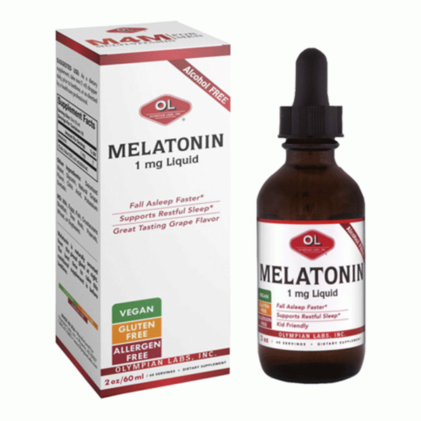 Olympian Labs Nước Uống Hỗ Trợ Mất Ngủ Melatonin Vegan (Thuần Chay) 1mg 60ml