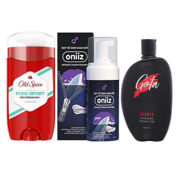 Combo Chăm Sóc Cơ Thể Nam Giới - Lăn Khử Mùi Old Spice, Bọt Vệ Sinh Oniiz, Sữa Tắm Gota