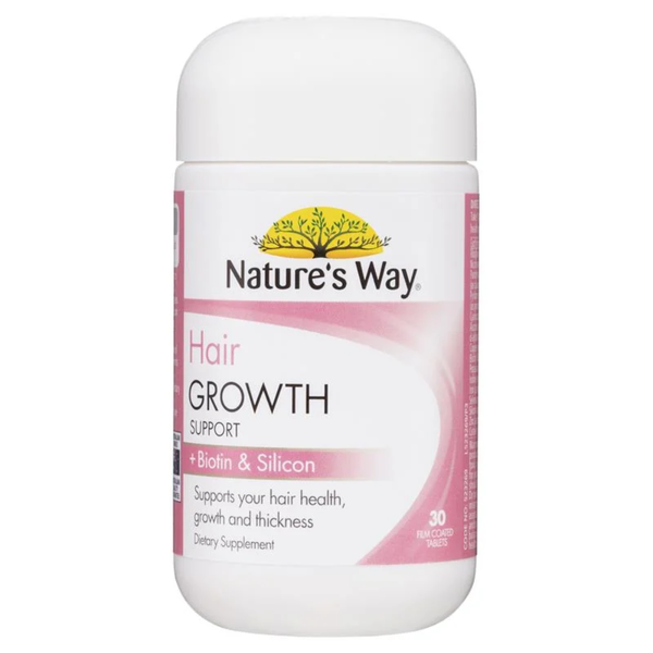 Nature's Way Viên Uống Hỗ Trợ Mọc Tóc Hair Growth Support Bổ Sung Biotin & Silicon 30 Viên