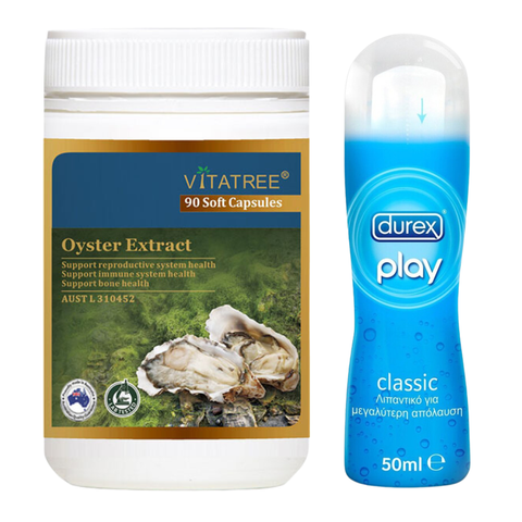 Combo Cải Thiện Sinh Lý Nam - Vitatree Tinh Chất Hàu, Gel Bôi Trơn Durex Play Classic