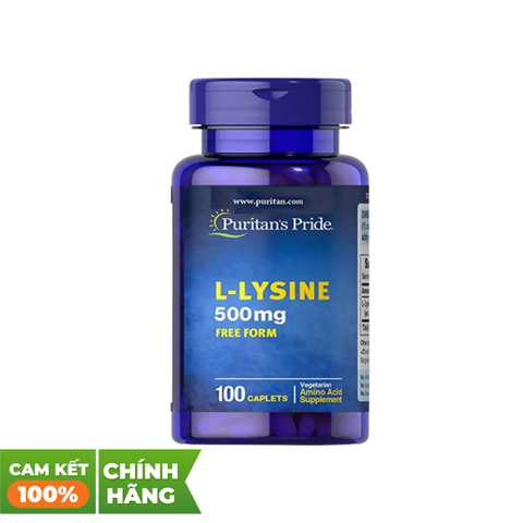 Puritan's Pride Viên Uống Hỗ Trợ Tăng Cân, Ngừa Viêm Da L-Lysine 500mg 100 Viên