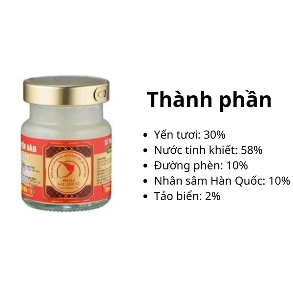 [MUA NHIỀU GIẢM THÊM] Sallanest Nước Yến Chưng Đường Phèn 30% Tổ Yến 6 Hũ x 70ml