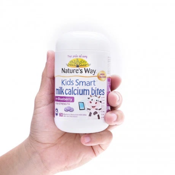 Nature's Way Viên Nhai Bổ Sung Dinh Dưỡng Vị Việt Quốc Smart Milk Calcium Bites Blueberry 60 Viên