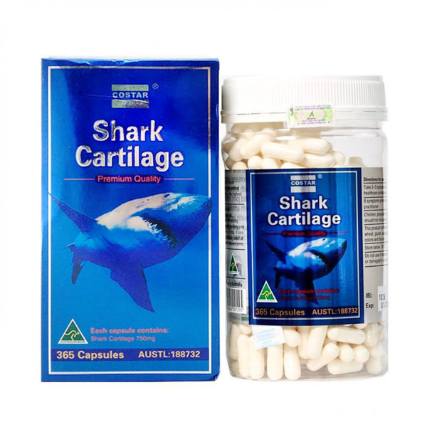 Combo 2 Hộp Sụn Cá Mập Costar Blue Shark Cartilage 750mg 365 Viên, Costar Sụn Cá Mập Blue Shark Cartilage 750mg 30 Viên