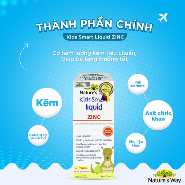 Nature's Way Kids Smart Liquid Zinc Bổ Sung Kẽm Cho Trẻ 200ml - Hạn Sử Dụng 30/06/2024