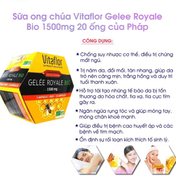 Vitaflor Sữa Ong Chúa Gelee Royale Bio 1500mg 20 Ống