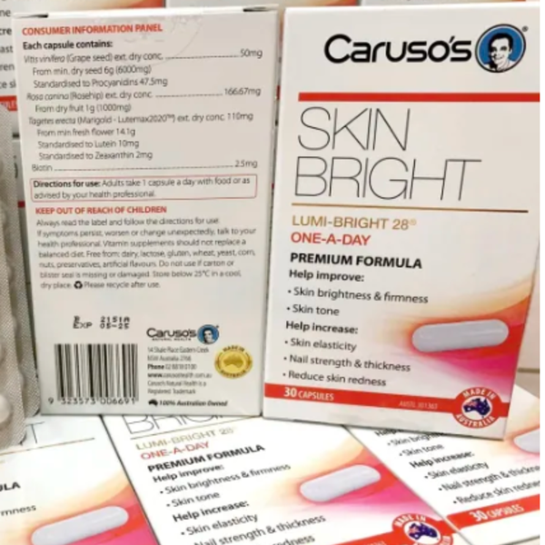 Caruso's Viên Uống Hỗ Trợ Trắng Da Skin Bright 30 Viên