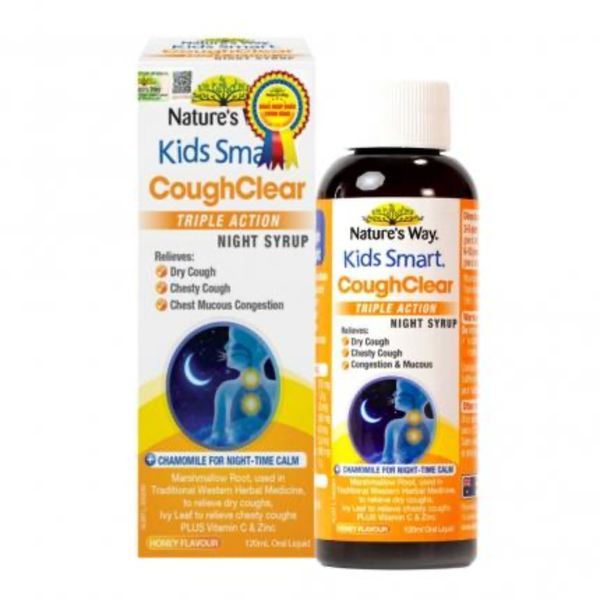 Nature's Way Siro Hỗ Trợ Giảm Ho Có Đờm Cho Bé Cough Clear Triple Action Night Syrup 120ml