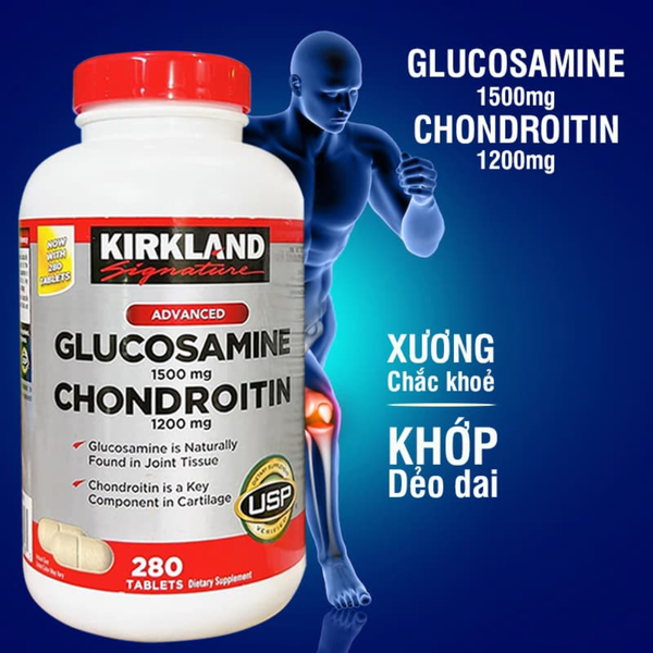 Hỗ Trợ Xương Khớp Glucosamine 1500mg Và Chondroitin 1200mg - Kirkland Từ Mỹ 280 Viên