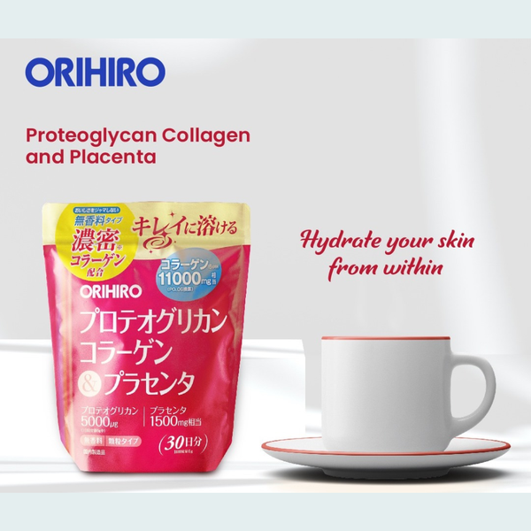 Orihiro Bột Collagen Proteoglycan Nhau Thai Heo 11000mg Chống Lão Hóa Da 180g