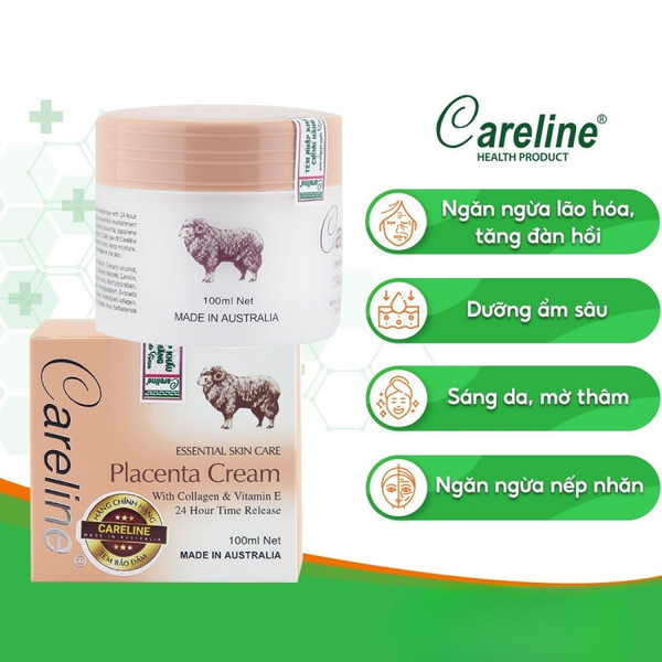 Careline Kem Dưỡng Nhau Thai Cừu Collagen & Vitamin E Chống Lão Hóa Placenta Cream 100ml