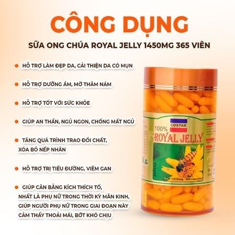 Combo Sữa Ong Chúa Royal Jelly 1450mg 365 Viên Costar & L'Essence des Notes Nước Hoa Pháp EDP Mùi Orange & Litsee 100ml (Nữ Sang Trọng Ngọt Dịu Nhẹ)