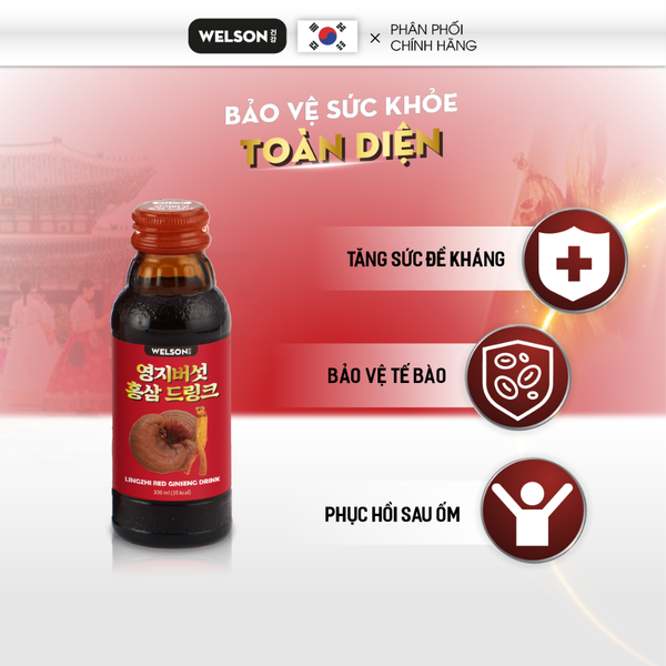 Welson Nước Uống Hồng Sâm Linh Chi Lingzhi Red Ginseng 10 Chai