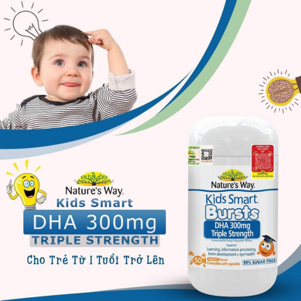 Nature's Way Viên Uống Bổ sung DHA Cho Trẻ Kids Smart DHA 300mg Triple Strength 50 Viên