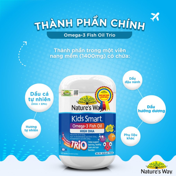 Nature's Way Viên Uống Bổ Sung Omega 3 Cho Bé Omega-3 Fish Oil Trio 60 Viên