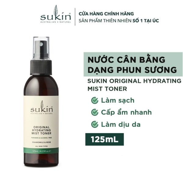 Sukin Nước Cân Bằng Dạng Phun Sương Original Hydrating Mist Toner 125ml