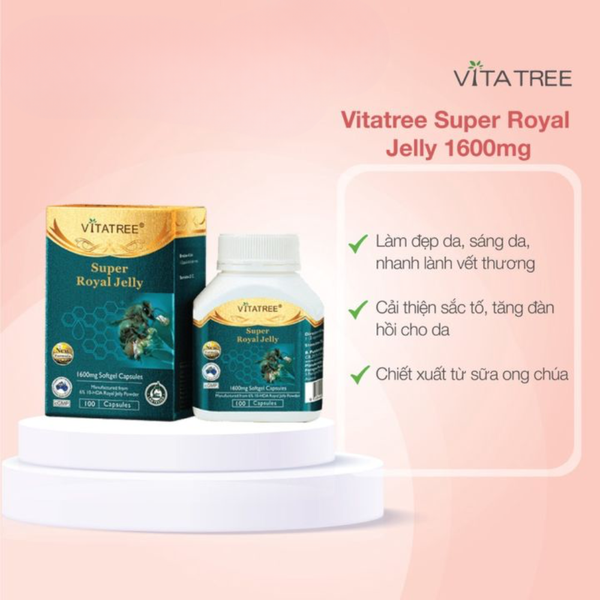 HSD 28/02/2025 Vitatree Sữa Ong Chúa Super Royal Jelly 1600mg 100 Viên