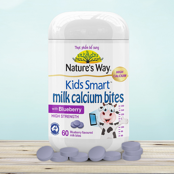 Nature's Way Viên Nhai Bổ Sung Dinh Dưỡng Vị Việt Quốc Smart Milk Calcium Bites Blueberry 60 Viên