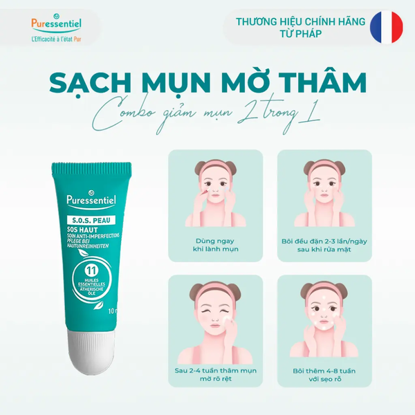 Puressentiel Dưỡng Da Trị Mụn SOS Peau Soin Anti-Imperfections 10ml