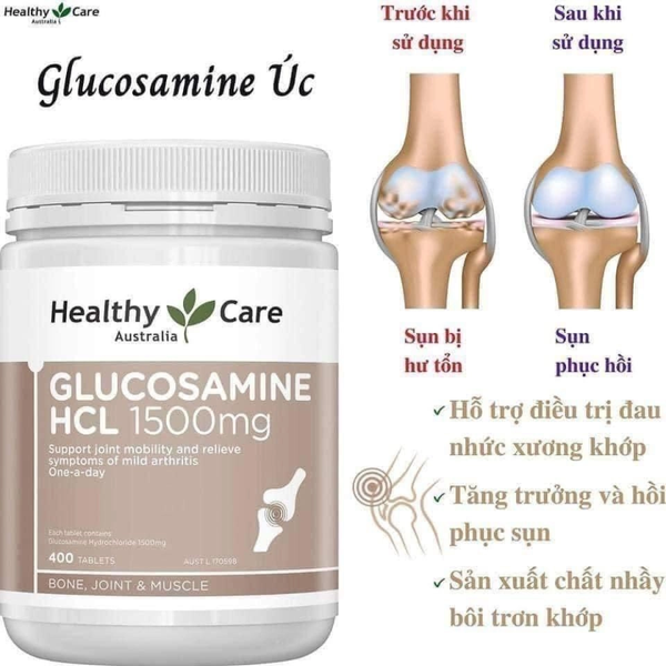 Hỗ Trợ Xương Khớp Glucosamine HCL 1500mg Healthy Care Của Úc 400 Viên