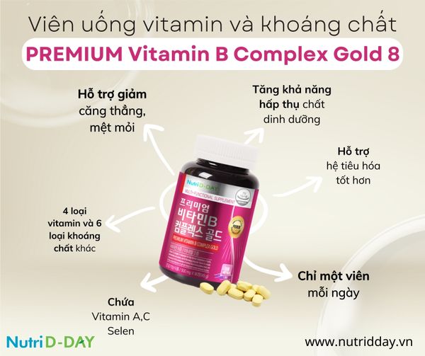 HSD 21/01/2026 Nutri D-Day Viên Uống Vitamin B Complex Gold Giảm Căng Thẳng, Mệt Mỏi 90 Viên