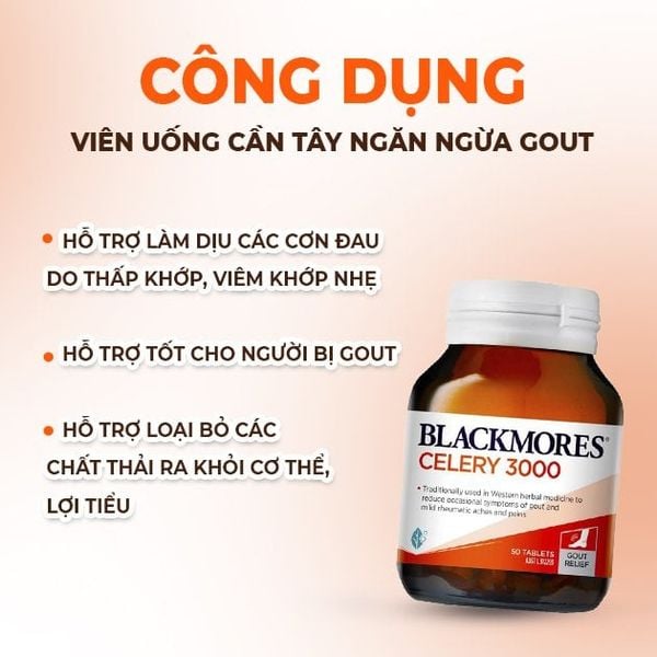 Blackmores Viên Uống Cần Tây Hỗ Trợ Ngăn Ngừa Gout Celery 3000mg 50 Viên
