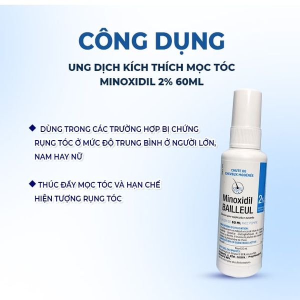 Bailleul Dung Dịch Kích Thích Mọc Tóc Minoxidil 2% 60ml x 1 Lọ