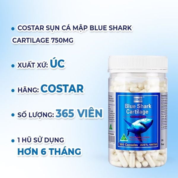 Costar Sụn Cá Mập Blue Shark Cartilage 750mg 365 Viên
