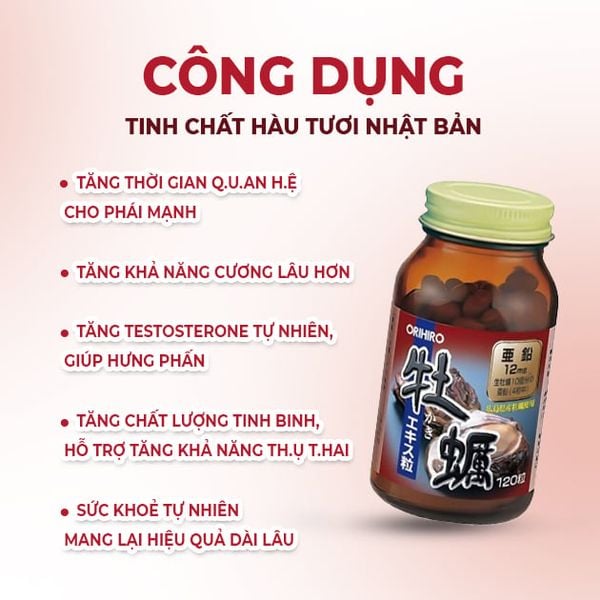 Orihiro Tinh Chất Hàu Tươi Nhật Bản Hỗ Trợ Phái Mạnh 120 Viên