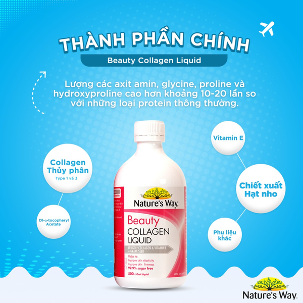 Nature's Way Bổ Sung Collagen Thủy Phân Giúp Sáng Da Giảm Thâm Nám Beauty Collagen Liquid 500ml