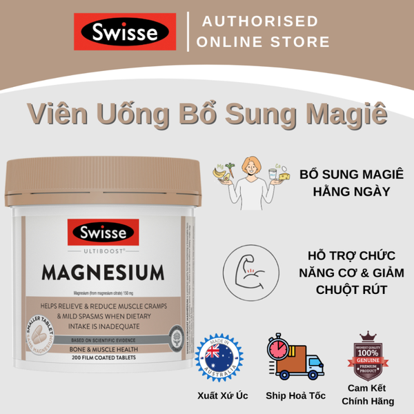 Swisse Viên Uống Ultiboost Bổ Sung Magie Tổng Hợp 200 Viên