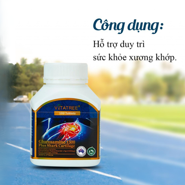 Vitatree Viên Uống Hỗ Trợ Xương Khớp Glucosamine, Sụn Cá Mập 1500mg 100 Viên