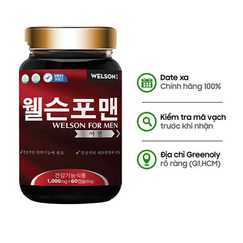 Combo Viên Uống Tăng Cường SL Nam Welson For Men Từ Hàn Quốc - 60 Viên, Hiệu Quả Vượt Trội & Costar Viên Nang Mềm Dầu Cá Omega 3 1000mg 100 Viên