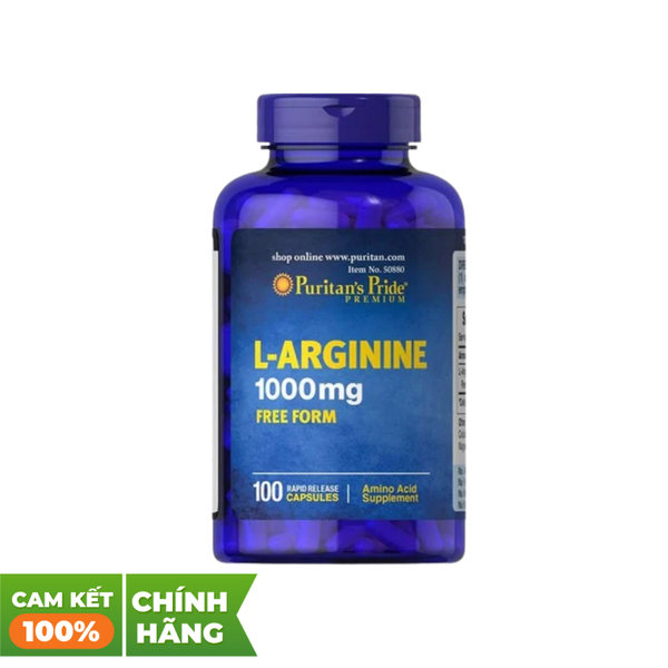 Puritan's Pride Viên Uống Thải Độc Gan, Tăng Cường Sinh Lý L-Arginine 1000mg 100 Viên