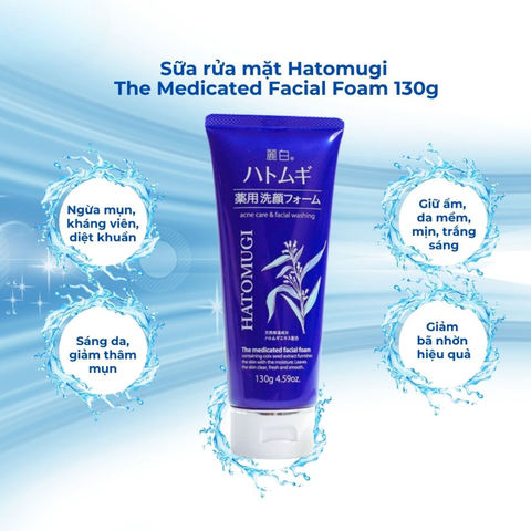 Combo Trắng Da Toàn Thân - Hatomugi Sữa Tắm Moisturizing & Washing Dưỡng Ẩm & Trắng Da Kumano Chiết Xuất Ý Dĩ 800ml & Hatomugi Sữa Rửa Mặt Ngừa Mụn, Làm Sáng Da The Medicated Facial Foam 130g