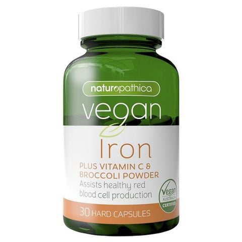 Naturopathica Viên Uống Vegan Iron Plus Vitamin C & Broccoli Powder 30 Viên