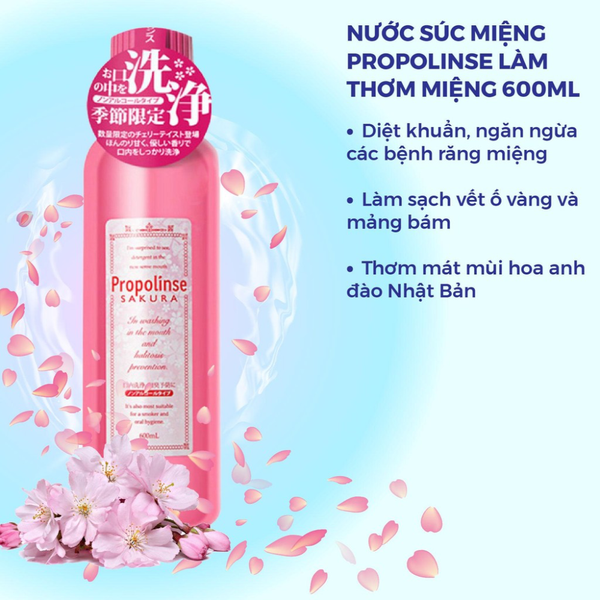 Propolinse Nước Súc Miệng Sakura Từ Hoa Anh Đào Ngọt Thơm Miệng