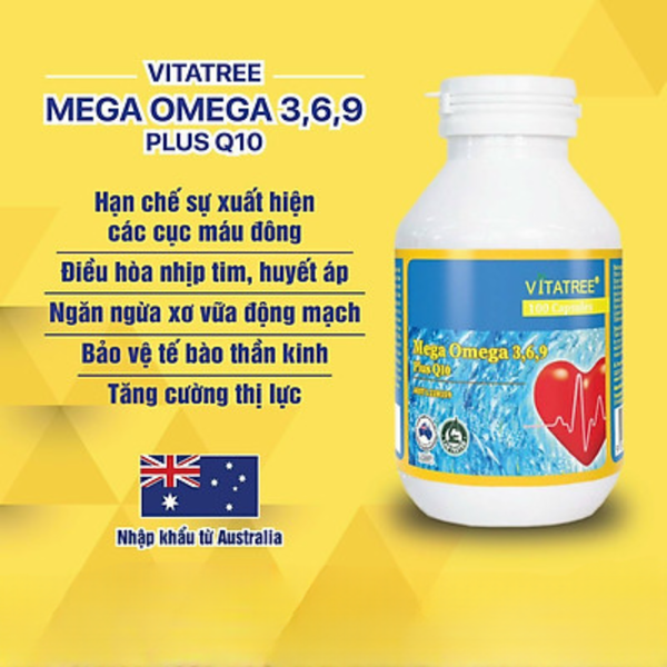 Vitatree Viên Uống Mega Omega 3 6 9 Plus Q10 120 Viên