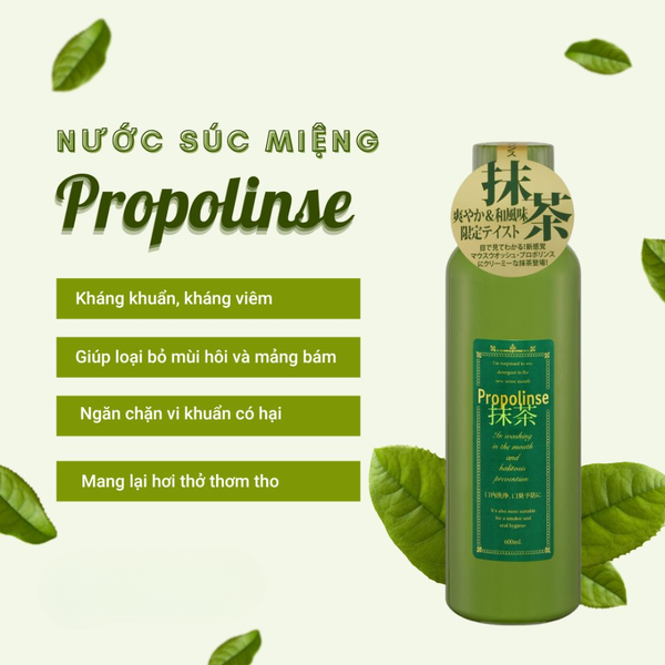 Propolinse Nước Súc Miệng Greentea Trà Xanh Chống Vàng Răng 600ml