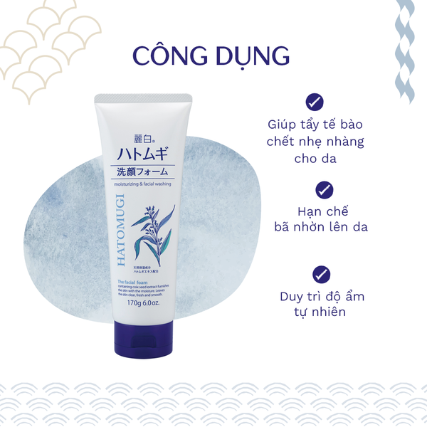 Hatomugi Sữa Rửa Mặt Làm Sáng Da Moisturizing & Facial Washing The Facial Foam 170g