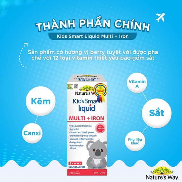 Nature's Way Hỗ Trợ Nâng Cao Sức Đề Kháng Cho Trẻ Kids Smart Multi Iron Liqiuid 200ml