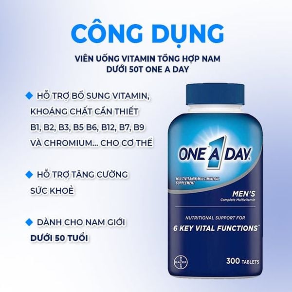 Viên Uống Vitamin Tổng Hợp Nam Dưới 50 One A Day Men's Multivitamin 50 Của Mỹ Chính Hãng