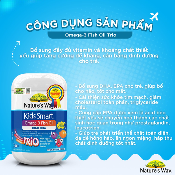 Nature's Way Viên Uống Bổ Sung Omega 3 Cho Bé Omega-3 Fish Oil Trio 60 Viên