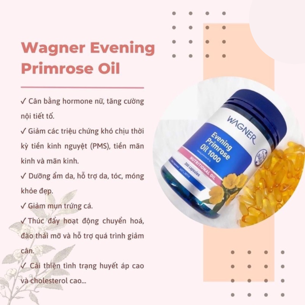 Wagner Viên Uống Tinh Dầu Hoa Anh Thảo Evening Primrose Oil 1000mg 200 Viên