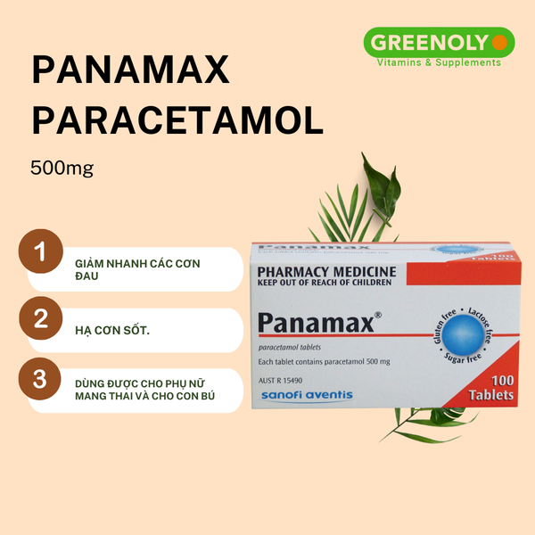 Panamax Viên Uống Hỗ Trợ Giảm Đau 500mg Paracetamol 100 Viên