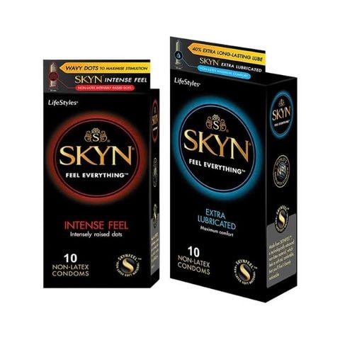 Combo 2 Hộp Skyn Bao Cao Su Có Gai & Thêm Gel Tăng Kích Thích 20 Bao