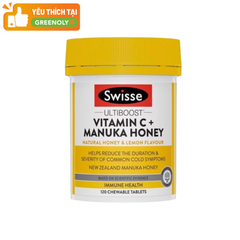 Swisse Viên Nhai Tăng Sức Đề Kháng Bổ Sung Vitamin C & Mật Ong Manuka Honey Ultiboost 120 Viên