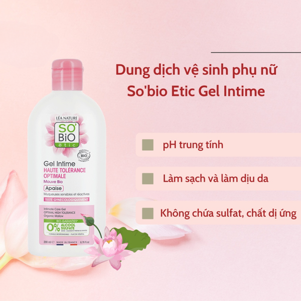 Sobio Etic Dung Dịch Vệ Sinh Phụ Nữ Hữu Cơ Dạng Gel Intime 200ml