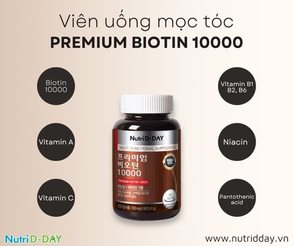 Nutri D-Day PREMIUM Biotin 10000 Cho Tóc Khỏe 90 viên